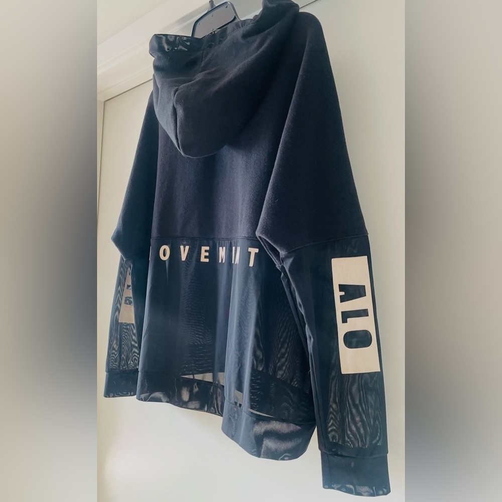 ALO YOGA Rare Oversized Mindful Movement Black Hoodie with Mesh Detail - Picture 5 of 10